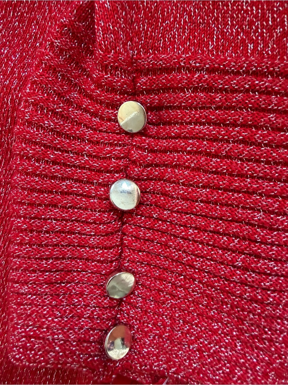 NEW! Ruby Rd. Red Metallic Cowl Neck Top - Picture 6 of 6